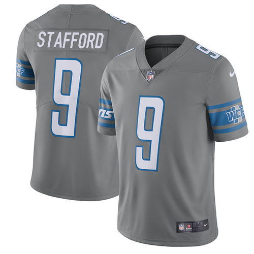 Nike Lions #9 Matthew Stafford Gray Men's Stitched NFL Limited Rush Jersey
